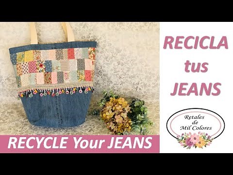 101- ♻️ Recycle your old jeans and make this patchwork bag