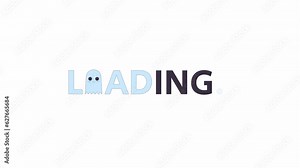 Halloween ghost light blue line 2D loading animation. Cute ghostly figure sad animated cartoon linear character 4K video loading motion graphic. Haunted house aesthetics download process gif