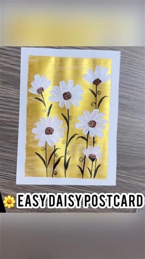 Easy Daisy Flower Postcard Painting | Simple Acrylic Painting Tutorial for Beginners