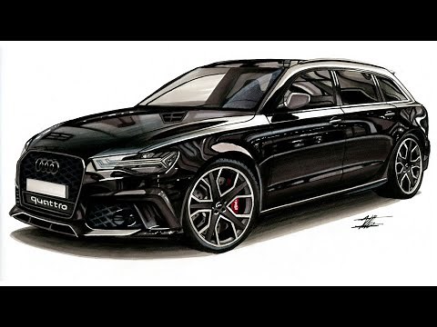 Realistic Car Drawing - Audi RS6 Avant C7 - Time Lapse
