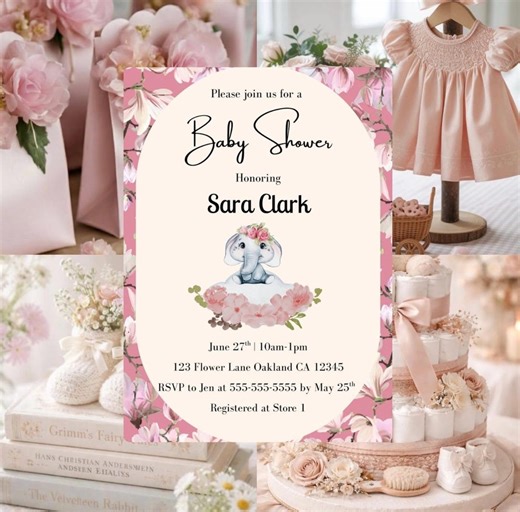 Pink Floral Baby Shower Invitation: Editable Template (digital Download) - Etsy