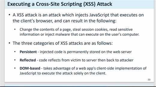 13C 3 Executing Cross Site Scripting XSS attack and Web proxy
