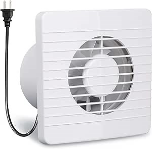 4 Inch Wall-Mounted Exhaust Fan, Small Bathroom Fan, IPX4 55CFM Window Extractor Fan w/with Anti-backflow Check for Toilet, Office, Kitchen