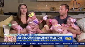 WATCH: "We're still going through a minimum of 30 diapers a day." Family of the first all-girls quintuplets opens up on GMA about their experience as the girls reach 10-months old: http://abcn.ws/1mM3dCn - It's A Buzz World | Good Morning America