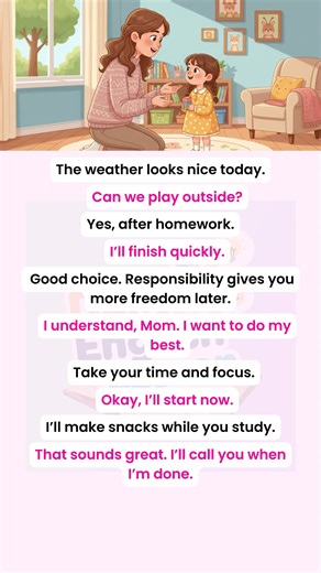 Daily English Lesson on Instagram: "Homework First, Playtime Later"