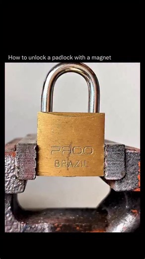 Detailed Explanation on Instagram: "Some lower-complexity locks use spring-loaded internal pins made from ferromagnetic metals. When a powerful magnet is placed on the lock, it can pull those pins upward, mimicking what the correct key is designed to do. Instead of rotating tumblers mechanically, the magnetic force bypasses the locking mechanism entirely, allowing the shackle to release without cutting, picking, or damage. This is why modern security design has moved toward non-magnetic material