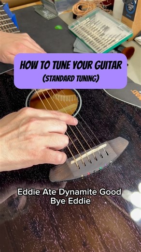 1.6K views · 41 reactions | How to tune your guitar (standard tuning) The first thing you should do when learning to play guitar is to tune your guitar! #guitar #beginnerguitar #beginnerguitarlessons #howtotuneaguitar #guitartuning | The Acoustic Shoppe | Facebook