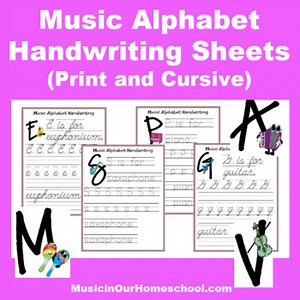 Music Alphabet Handwriting Practice Sheets A to Z