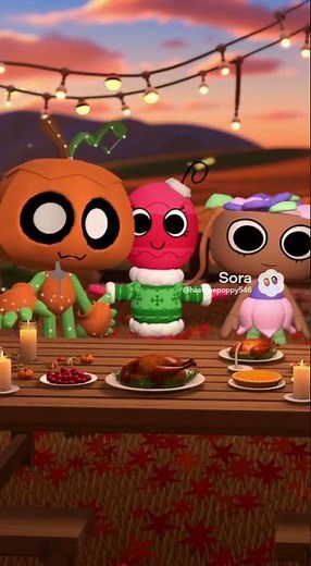 🦃🧡Bobette,Bassie,And Gourdy Say Happy Thanksgiving To Everyone On YouTube🧡🦃#dandysworld #soraai 🧡🦃