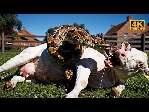 GIANT Python Attacks Cow! 🤯 Heroic Team Pulls Her From Death