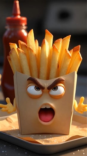 Angry French fries Character Gets Revenge After Being Dipped in Ketchup 🍟😡!