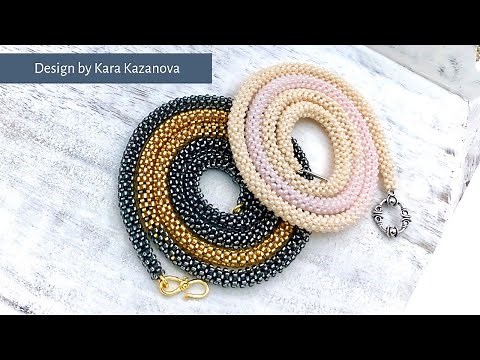Beaded rope necklace tutorial | Prismatic Right Angle Weave | Project "Long Necklace"