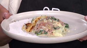 Pâté chinois au jambon et épinards à la crème