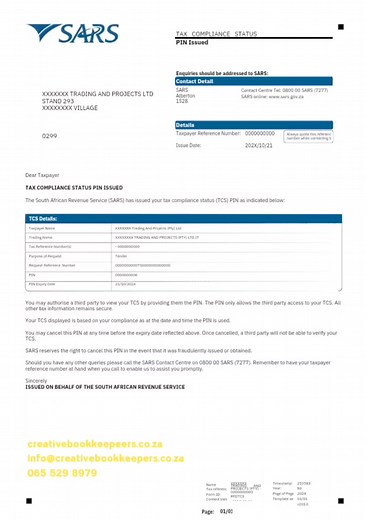 2K views · 17 reactions | Your TCS simply states whether your complaint with SARS and up-to-date with all your due payments to SARS. A Tax Clearance Pin Certificate is issued by SARS as proof that a person/business is “in the clear” with them. #taxcompliance #taxclearancecertificate #taxcompliancestatuspin | Sefoka Mahlogonolo | Facebook