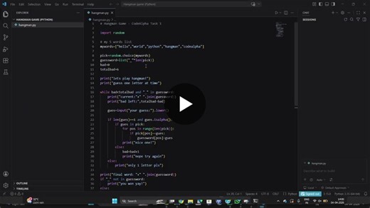 #task #python #internship #codealpha #programming #learning #tasks #hangmangame #developerjourney | Ashvini Dound