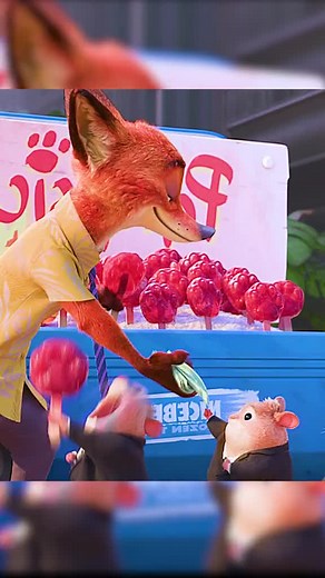 Nick sell ice cream #zootopia #disney #rabbit #cartoon #judyhopps #lovable #family #animal #bunny #movie #nickwilde #fox #hamsters