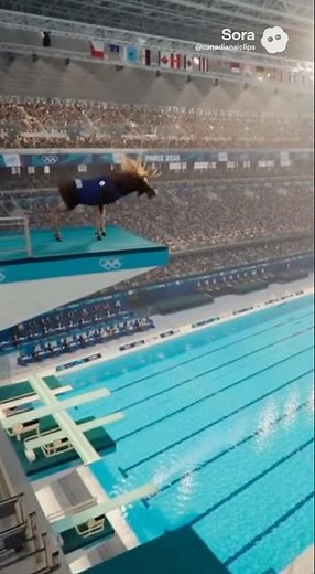 Moose Competes in Olympic Diving 😂🫎💦🇨🇦