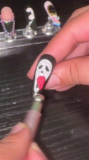 Ghostface nail art inspired by Scream movie