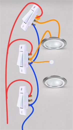 ⚡ 3 Switch 2 LED Light Wiring Connection – Easy Method #treending #electrician #connection #wiring