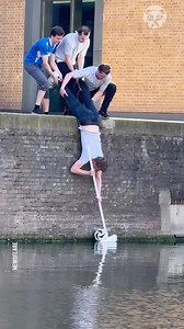 Guy's Hilarious attempt to retrieve soccer ball from the water | Hungry Panda