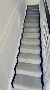 Pale grey velvet with a wide black border www.stairmastercarpets.com | Stair master carpets