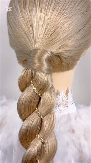 4 strand Braid with a chain ❤️#hairstyle #hair