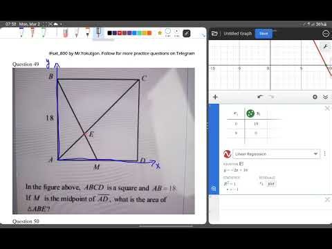 Area of triangle in square with analytical desmos way
