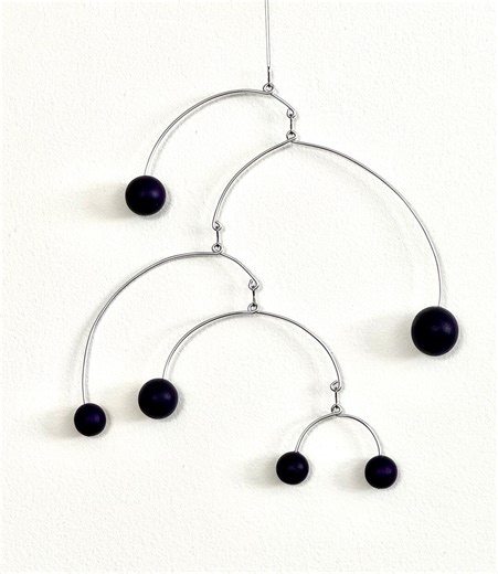 Dark Purple Midcentury Modern Mobile, Kinetic Hanging Sculpture, Art Decor - Etsy