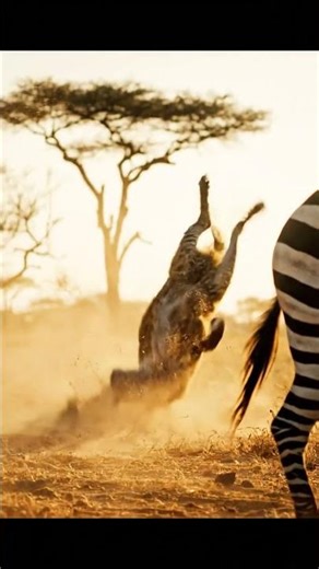 🦓 Maximum Defense! Zebra's 'Wild Survival Skills' Kick Away a Hyena Attack💥🦓