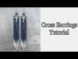Gothic Cross Earring with Beaded Fringe | How to make beaded cross earrings | Brick stitch tutorial