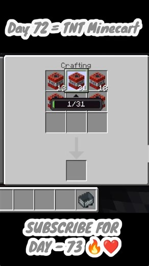 Minecraft Crafting | Day 72 = TNT Minecart #minecraft #mcpe #shorts
