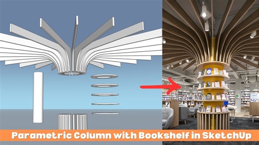 7.8K views · 47 reactions | Parametric Column with Bookshelf in SketchUp Learn how to design a parametric column with integrated bookshelves in SketchUp. This tutorial will guide you through the process of creating a dynamic and adaptable design that can be easily modified to suit various project requirements #sketchup #tutorial #nicetowerpro #nicetower #bookshelf | Nice Tower Pro | Facebook