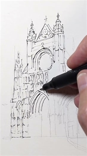 The Notre Dame de Audebeq in France, a sketch. #architecturalsketching #sketch #drawingtechniques