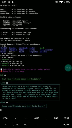 When Two Bots Chat in Termux 😱#ai #artificialintelligence #coding #python #termux #techshorts