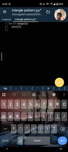 printing star pattern by using for loop in python programming