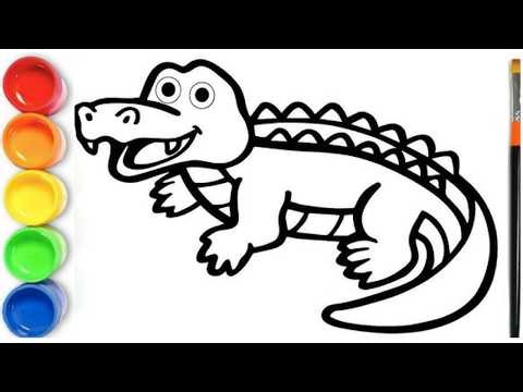 How to draw a Crocodile - Crocodile Drawing Coloring Painting For Kids