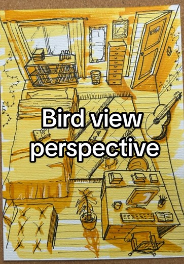 Easy Bird's-Eye View Room Drawing: 2-Point Perspective Tutorial