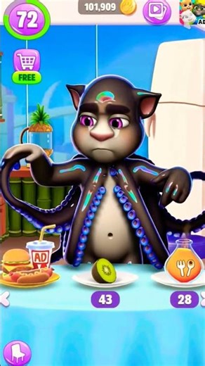 Ooo Tom Is Octopus 🦑🐙 My Talking Tom 2 😱 #ytshorts #cat #octopus