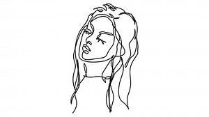 continuous line beautiful woman with long hair