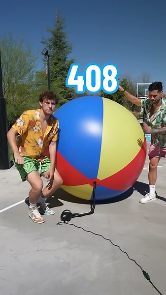How many pumps does it take for a GIANT beach ball to blow up?