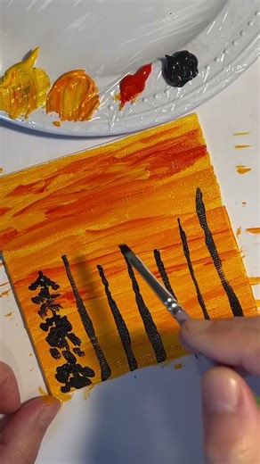 How to easy paint sunset sunrise with acrylic