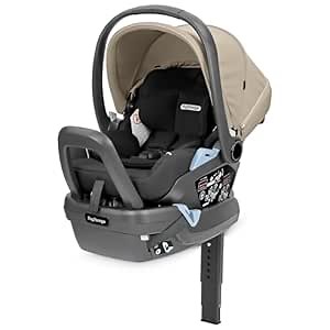 Peg Perego Primo Viaggio 4-35 Lounge - Reclining Rear Facing Infant Car Seat - Includes Base with Load Leg & Anti-Rebound Bar - for Babies 4 to 35 lbs - Made in Italy - Vanilla Blend (Black & Cream)