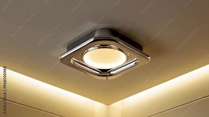 Stylish modern ceiling light fixture with a sleek design, casting warm light in a contemporary interior space created with generative ai
