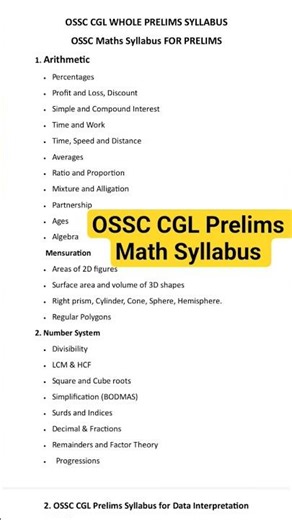 Total Math Syllabus for Prelims,📈 OSSC CGL 2025📘, Exam Preparation,STRATEGY,