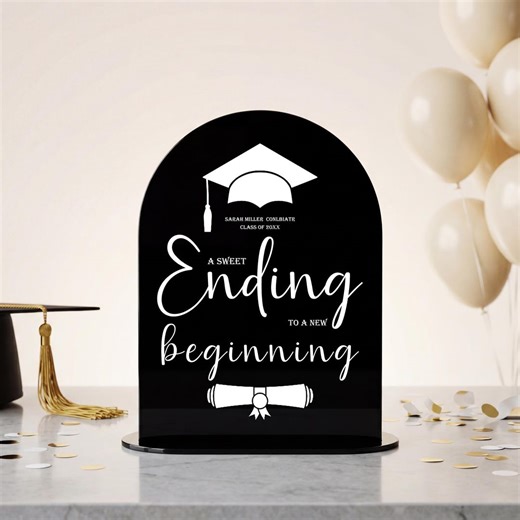 Class of 2026 A Sweet Ending to a New Beginning Sign, Acrylic Graduation Party Decor, Candy Bar & Buffet Table Sign for Grad Party - Etsy