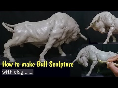 How to make Realistic bull with clay | Angry bull sculpture | clay bull make | animal sculpture