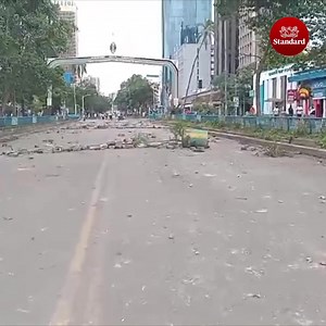 The aftermath of today's demonstrations along Kenyatta Avenue saw debris scattered across the road and makeshift barricades marking the scene. Video by Pkemoi Ng'enoh. | Standard Digital
