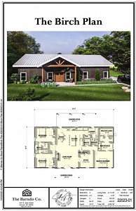 The Birch Plan 3 Bedroom Barndominium with Vaulted Great Room
