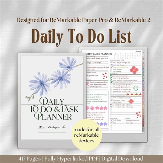 To Do List for Remarkable Paper Pro & Remarkable 2: Task Tracker, Checklist, Work Planner - Etsy UK