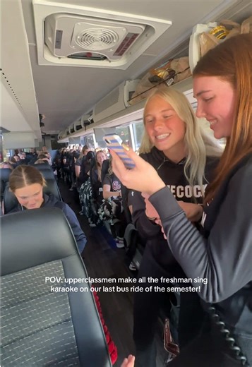 Yay freshman!!! #universityofsouthcarolina #athletics #studentathlete #busride #karaoke